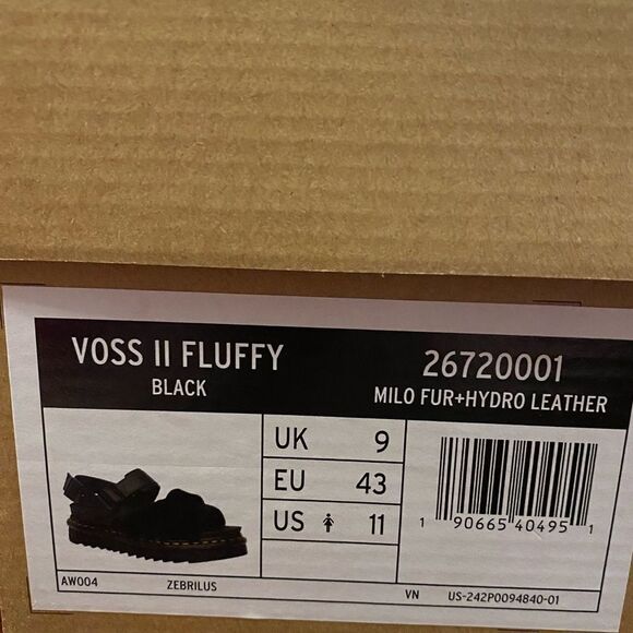 NEW! Dr. Martens Voss ll Fluffy Women's Black Sandals 11 - Picture 7 of 7